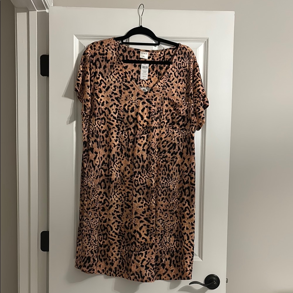 Soma Cool nights, Brown and Tan Leopard Print Knee-Length Pajama